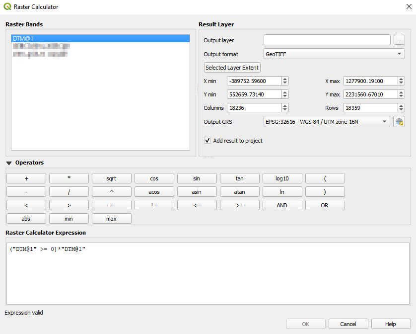 QGIS Raster Calculator